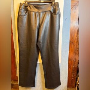 Belle by Kim Gravel Black Faux‎ Leather Trousers Size Large